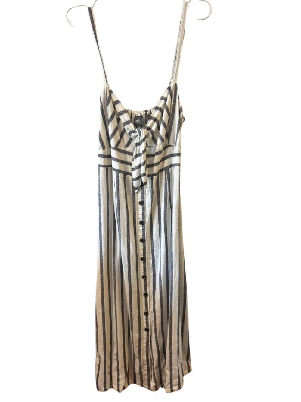 NY&Co - Blue Striped Linen Midi Dress
